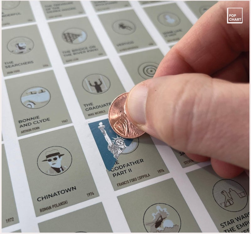 Pop Chart Lab Pop Chart | 100 Essential Movies Scratch-Off Chart | 12" x 16" Scratch-Off Poster | Original Bucket List Poster of Must-See Movies | Featured in Wirecutter and on Huckberry - Image 4
